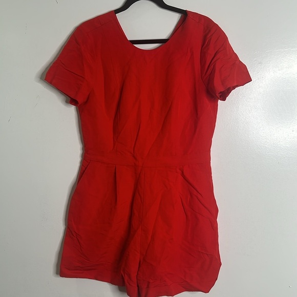 Banana Republic linen blend red romper size 10 new - Picture 5 of 9